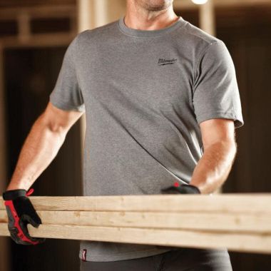 Click here to see Milwaukee 603G-XL Milwaukee FREEFLEX Short-Sleeve Hybrid Work Tee Shirt, XL, Gray, Cotton/Polyester - 603G-XL
