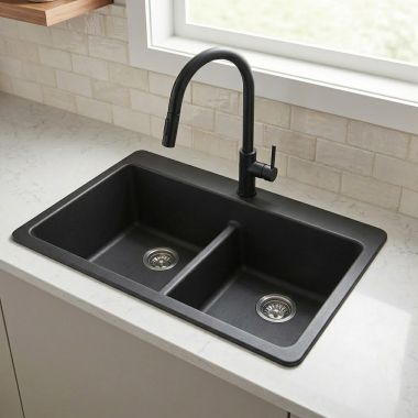 Click here to see Blanco  Blanco Corence 33” Equal Double Bowl Kitchen Sink, Dual-Mount, Anthracite - 442560 