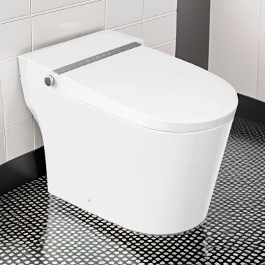 Click here to see Trone Plumbing STG8 Trone Zendoro Smart Bidet Toilet Combo with Toe Touch Sensor, Auto-Open/Close, Digital Display, Heated Seat, Night Light, Auto-Flush, 1.6/1.1 GPF, White - STG8