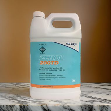 Click here to see Nu Calgon 200TD Nu-Calgon 200TD Zerol 200SUS Alkylbenzene Refrigeration Oil, 1 Gallon - 4308-07