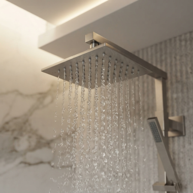 Click here to see  RP62955SSPR Delta Universal Showering Single-Setting Raincan Shower Head, Lumicoat, Stainless - RP62955SSPR