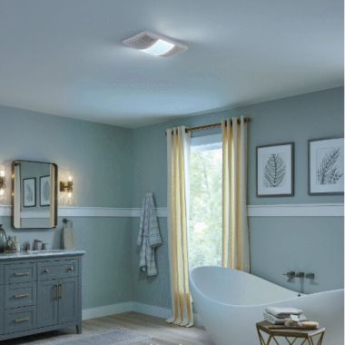 Click here to see  BHFLED80 Broan-NuTone PowerHeat Bathroom Exhaust Fan, Heater, and LED Light Combination, 80 CFM - BHFLED80