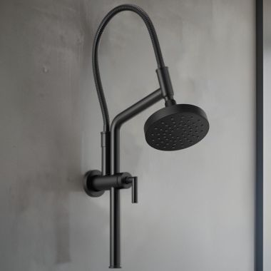 Click here to see Brizo 81892-BL Brizo Linear Round Slide Bar Shower Arm and Flange, Matte Black - 81892-BL