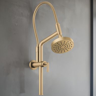 Click here to see Brizo 81892-GL Brizo Linear Round Slide Bar Shower Arm and Flange, Brilliance Luxe Gold - 81892-GL