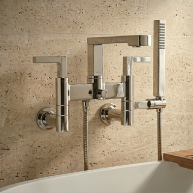 Click here to see  T71764-PN Brizo Wall Mount Tub Filler Unions with Dual Column Design, Solid Brass Construction, Brilliance Polished Nickel - T71764-PN