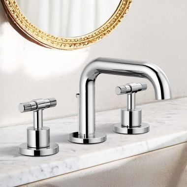 Click here to see  65334LF-PCLHP Brizo Litze Widespread Low Arc Lavatory Faucet with Metal Pop-Up, 1.5 GPM, Less Handles, Polished Chrome - 65334LF-PCLHP