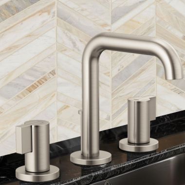 Click here to see Brizo 65332LF-NKLHP Brizo Litze Two-Handle Widespread Lavatory Faucet, Less Handles, 1.5 GPM, Brilliance Luxe Nickel - 65332LF-NKLHP