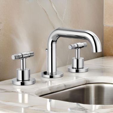 Click here to see Brizo 65334LF-PCLHP Brizo Litze Widespread Low Arc Lavatory Faucet with Metal Pop-Up, 1.5 GPM, Polished Chrome - 65334LF-PCLHP