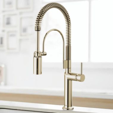 Click here to see Brizo 63375LF-PNLHP Brizo Odin Semi-Professional Kitchen Faucet, Less Handle, MagneDock, DIAMOND Seal, 1.8 GPM, Brilliance Polished Nickel - 63375LF-PNLHP