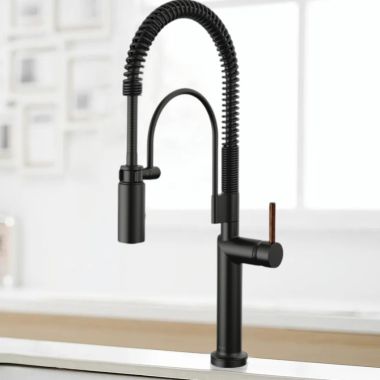 Click here to see Brizo 64375LF-BLLHP Brizo Odin SmartTouch Semi-Professional Kitchen Faucet, Less Handle, TempID, MagneDock, DIAMOND Seal, 1.8 GPM, Matte Black - 64375LF-BLLHP