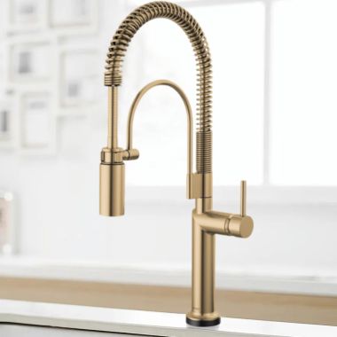 Click here to see Brizo 64375LF-GLLHP Brizo Odin SmartTouch Semi-Professional Kitchen Faucet, Less Handle, TempID, MagneDock, DIAMOND Seal, 1.8 GPM, Brilliance Luxe Gold - 64375LF-GLLHP
