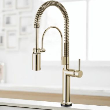 Click here to see Brizo 64375LF-PNLHP Brizo Odin SmartTouch Semi-Professional Kitchen Faucet, Less Handle, TempID, MagneDock, DIAMOND Seal, 1.8 GPM, Brilliance Polished Nickel - 64375LF-PNLHP