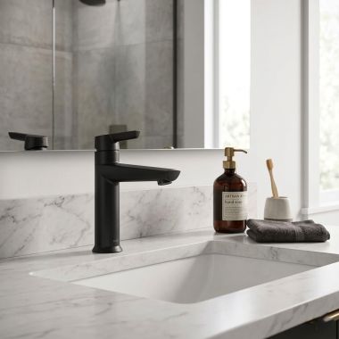 Click here to see  571-BLMPU-DST Delta Galeon Single Handle Bathroom Faucet, Metal Pop-Up, 1.2 GPM, Matte Black - 571-BLMPU-DST