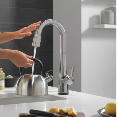Click here to see Delta 9991T-PR-DST Delta Monrovia Touch2O Single Handle Pull-Down Bar/Prep Faucet, Lumicoat Chrome - 9991T-PR-DST