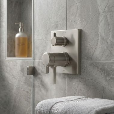 Click here to see DELTA FAUCETS COMPANY T27T899-SS-PR Delta Pivotal TempAssure 17T Series Valve Trim w/ 3-Function Diverter, Lumicoat Stainless - T27T899-SS-PR