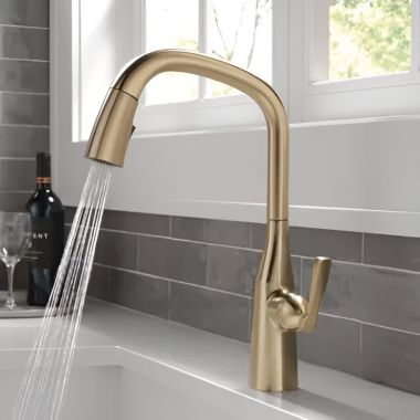 Click here to see Delta 9976-CZ-PR-DST Delta Stryke 10/30/2023 One-Handle Pull-Down Champagne Bronze Kitchen Faucet, 1.8 GPM, Lever Handle, Diamond Seal Technology, ADA - 9976-CZ-PR-DST