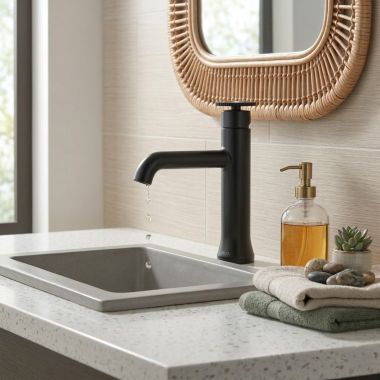 Click here to see  558-BLLPU-DST Delta Trinsic Single-Handle Bathroom Faucet, Less Pop-Up, 1.2 GPM, Matte Black - 558-BLLPU-DST