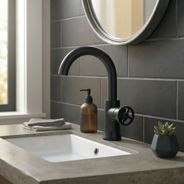 Click here to see  558HAR-BL-DST Delta Trinsic Single-Handle Bathroom Faucet w/ Pop-Up, Rigid Spout, 1.2 GPM, Matte Black - 558HAR-BL-DST