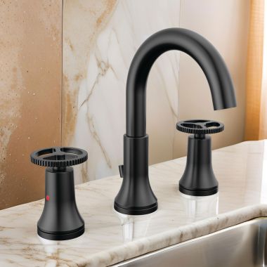 Click here to see Delta 3558-BLMPU-DST Delta Trinsic High-Arc Matte Black Lavatory Faucet for 4