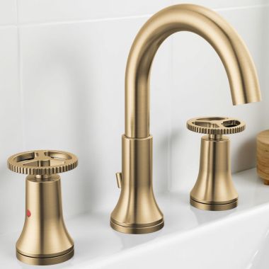 Click here to see Delta 3558-CZMPU-DST Delta Trinsic Two-Handle Widespread Bathroom Faucet with Metal Pop-Up, DIAMOND Seal, 1.2 GPM, Champagne Bronze - 3558-CZMPU-DST