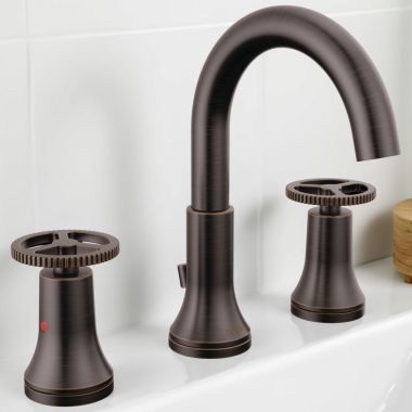 Click here to see Delta 3558-RBMPU-DST Delta Trinsic Two-Handle Widespread Bathroom Faucet with Metal Pop-Up, DIAMOND Seal, 1.2 GPM, Venetian Bronze - 3558-RBMPU-DST