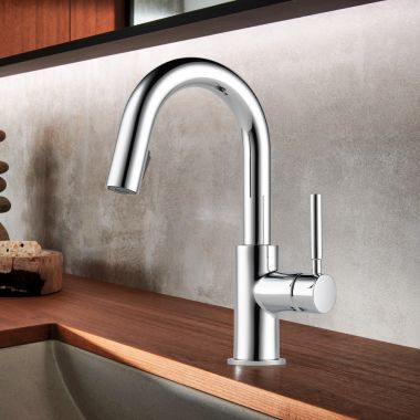 Click here to see Brizo 63920LF-PC Brizo Solna Single-Handle Pull-Down Bar/Prep Faucet, Polished Chrome - 63920LF-PC