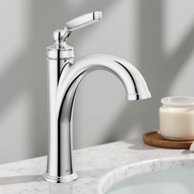 Click here to see Delta 532-MPU-DST Delta Woodhurst Single-Handle Bathroom Faucet with Metal Pop-Up, Deck Mount, 1.2 GPM, DIAMOND Seal, Chrome - 532-MPU-DST