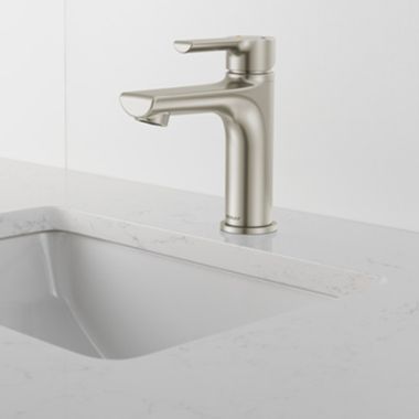 Click here to see Peerless P1513LF-BN Peerless Flute Single-Hole Bathroom Faucet with 50/50 Pop-Up Drain, Single-Handle, 1.0 GPM, Lever Handle, ADA, WaterSense, Brushed Nickel - P1513LF-BN
