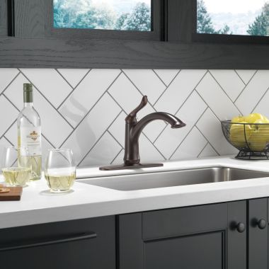 Click here to see Delta 1353-RB-DST Delta Linden Single-Handle Deck-Mount Venetian Bronze Kitchen Faucet, 1.8 GPM, Lever Handle, Diamond Seal Technology, ADA-Compliant, Volume Control - 1353-RB-DST