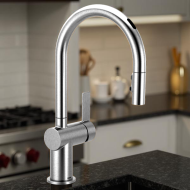 Click here to see Moen 7622EVC Moen Cia Smart Single-Handle High Arc Pull-Down Kitchen Faucet w/ Voice Activation, 1.5 GPM, Chrome - 7622EVC