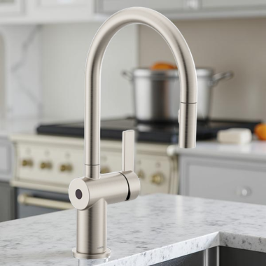 Click here to see Moen 7622EWSRS Moen Cia Single-Handle High-Arc Pull-Down Kitchen Faucet w/ MotionSense Wave, 1.5 GPM, Spot Resist Stainless - 7622EWSRS