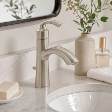 Click here to see  6170BN Moen Glyde Single-Handle Bathroom Faucet with Metal Pop-Up, Lever Handle, 1.2 GPM, Brushed Nickel - 6170BN