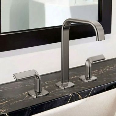 Click here to see  65368LF-BNXLHP-ECO Brizo Allaria Two Handle Widespread Bathroom Faucet With Square Spout, Three-Hole, Less Handles, 1.2 GPM, Brilliance Black Onyx - 65368LF-BNXLHP-ECO