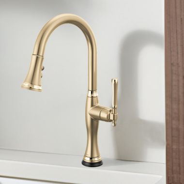 Click here to see Brizo 64058LF-GLPG Brizo Tulham Single-Handle Pull-Down Kitchen Faucet, SmartTouch, MagneDock, Lever Handle, 1.8 GPM, Brilliance Luxe Gold/ Brilliance Polished Gold - 64058LF-GLPG
