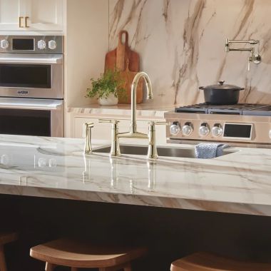 Click here to see  62558LF-PN Brizo Tulham Polished Nickel Two Handle Bridge Kitchen Faucet - 62558LF-PN