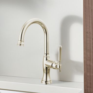 Click here to see Brizo 61058LF-PN Brizo Tulham Single-Handle Bar Faucet, Lever Handle, 1.8 GPM, Brilliance Polished Nickel - 61058LF-PN