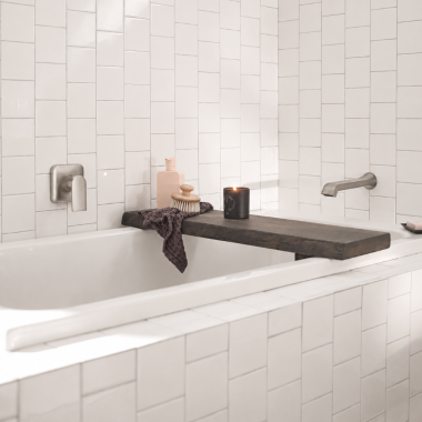 Click here to see  WT901BN Moen Genta LX Single-Handle Wall-Mount Tub Filler Trim with Ultrathin Spout, Lever Handle, 8 GPM, Brushed Nickel - WT901BN