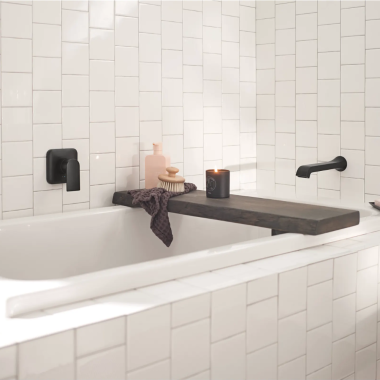 Click here to see  WT901BL Moen Genta LX Single-Handle Wall-Mount Tub Filler Trim with Ultrathin Spout, Lever Handle, 8 GPM, Matte Black - WT901BL