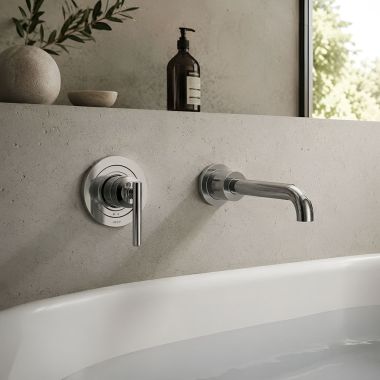 Click here to see  WT961 Moen Gibson Single-Handle Wall-Mount Tub Filler Trim, Non-Diverter, Lever Handle, 8 GPM, Chrome - WT961