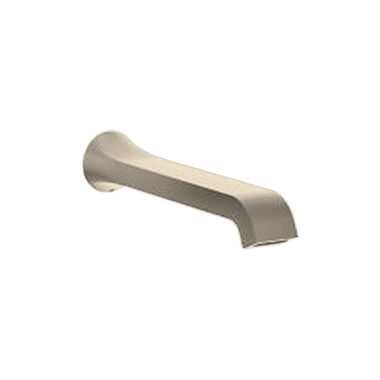 Click here to see Moen TF3901BN Moen Genta Wall Mounted Brushed Nickel Non-Diverter Tub Spout, 1/2-inch Connection Size, M-PACT Valve System - TF3901BN