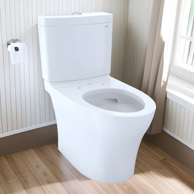 Click here to see Toto CST446CEMFGN#01 TOTO Aquia IV Two-Piece Toilet, Elongated, Universal Height, Dual Flush, 1.28 and 0.9 GPF, Cotton White- CST446CEMFGN#01