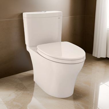 Click here to see Toto MS446124CEMFGN#12 TOTO Aquia IV Two-Piece Skirted Toilet with SoftClose Seat, Elongated, Universal Height, 1.28/0.9 GPF, Sedona Beige - MS446124CEMFGN#12 