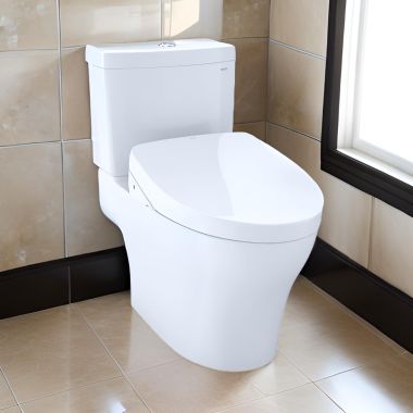 Click here to see Toto MW4463056CEMGNA#01 TOTO Aquia IV WASHLET+ Two-Piece Toilet with S550e Bidet Seat, Auto-Open/Close, 1.28/0.9 GPF, Auto-Flush, Cotton White - MW4463056CEMGNA#01