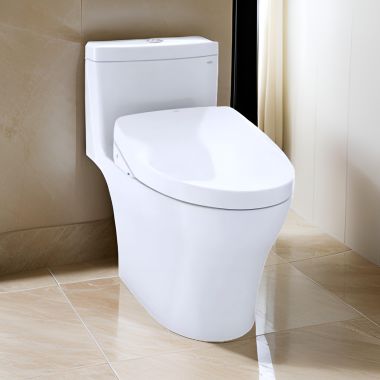 Click here to see Toto MW6463056CEMFGN#01 TOTO Aquia IV WASHLET+ One-Piece Toilet with S550e Bidet Seat, Auto-Open/Close, 1.28/0.9 GPF, Cotton White - MW6463056CEMFGN#01