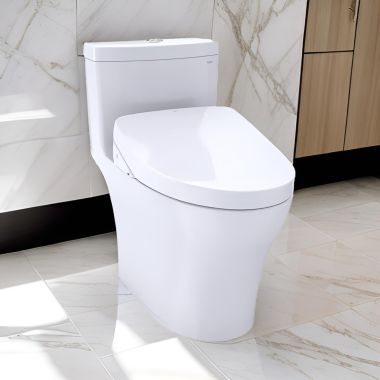 Click here to see Toto MW6463056CEMFGNA#01 TOTO Aquia IV WASHLET+ One-Piece Toilet with S550e Bidet Seat, Auto-Open/Close, 1.28/0.9 GPF, Auto-Flush, Cotton White - MW6463056CEMFGNA#01