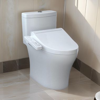 Click here to see Toto MW6463074CEMFGN#01 TOTO Aquia IV WASHLET+ One-Piece Toilet with C2 Bidet Seat, 1.28/0.9 GPF, Cotton White - MW6463074CEMFGN#01