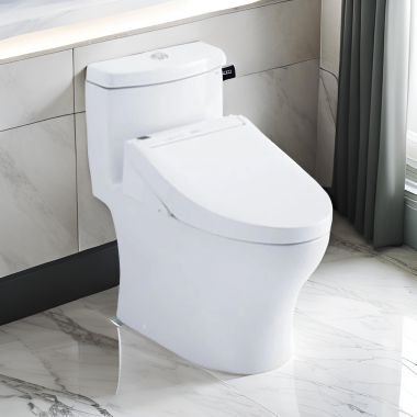 Click here to see Toto MW6463084CEMFGN#01 TOTO Aquia IV WASHLET+ One-Piece Toilet with C5 Bidet Seat, 1.28/0.9 GPF, Cotton White - MW6463084CEMFGN#01