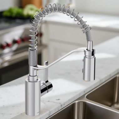 Click here to see Moen 5926 Moen Genta LX Single-Handle Pre-Rinse Spring Pulldown Kitchen Faucet, High Arc, 1.5 GPM, Chrome - 5926