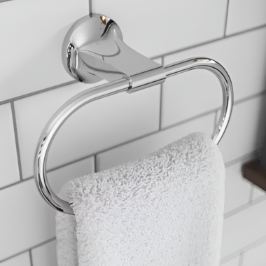 Click here to see Pfister BRB-PFM0C Pfister Pfirst Modern 8-316 Towel Ring, Metal, Polished Chrome - BRB-PFM0C