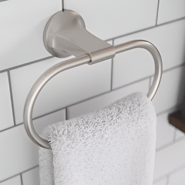 Click here to see Pfister BRB-PFM0GS Pfister Pfirst Modern 8-316 Towel Ring, Metal, Spot Defense Brushed Nickel - BRB-PFM0GS